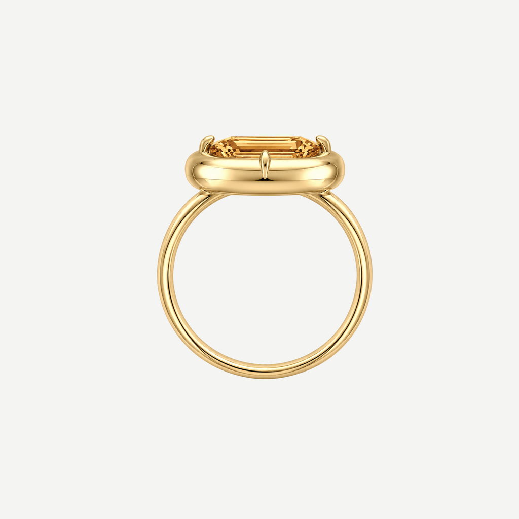 2ct Emerald Cut Citrine Bullseye Ring