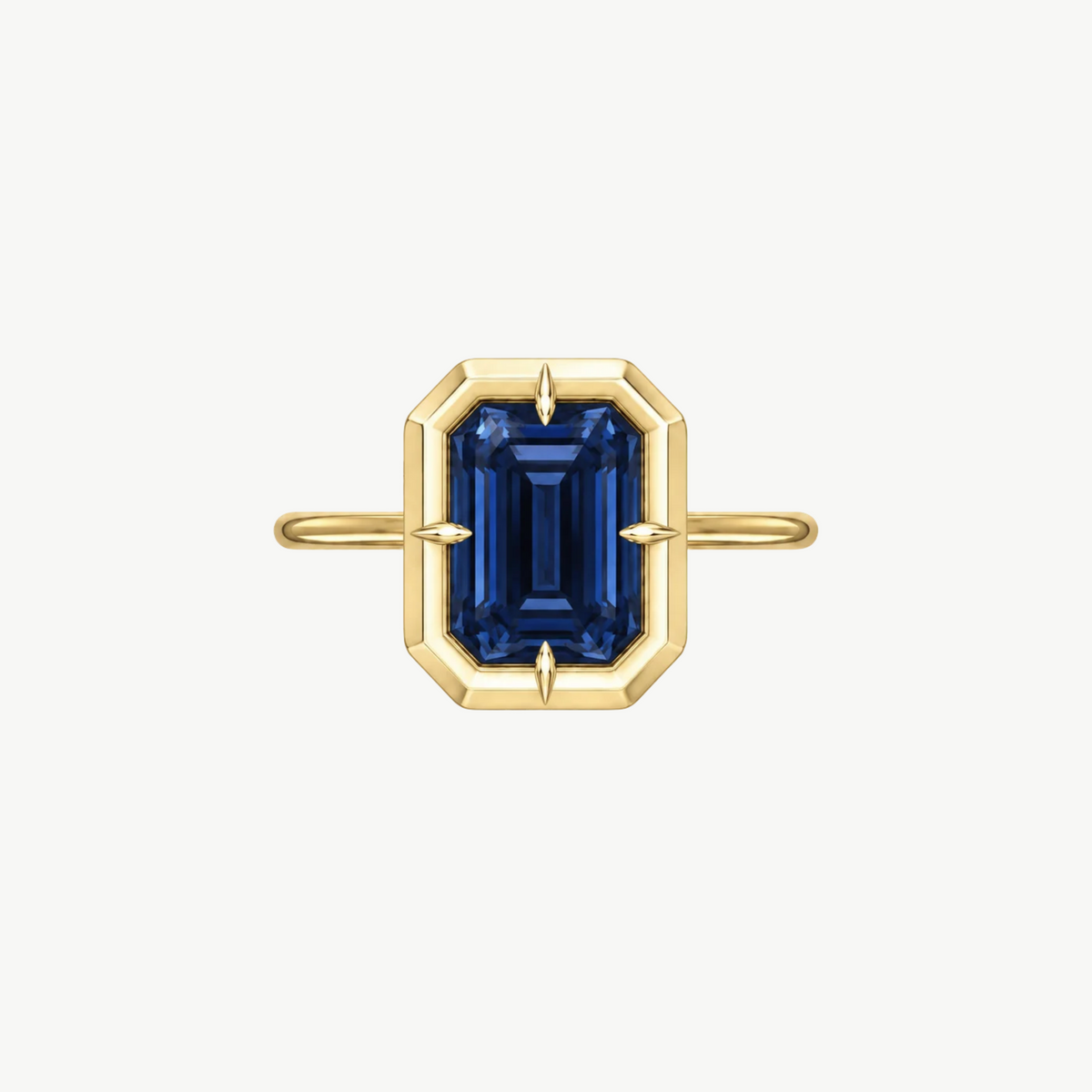 2ct Emerald Cut Sapphire Bullseye Ring