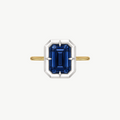 2ct Emerald Cut Sapphire Bullseye Ring