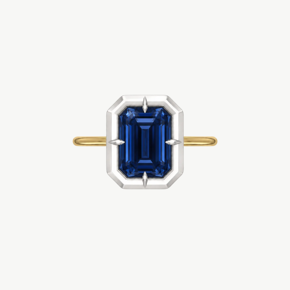 2ct Emerald Cut Sapphire Bullseye Ring