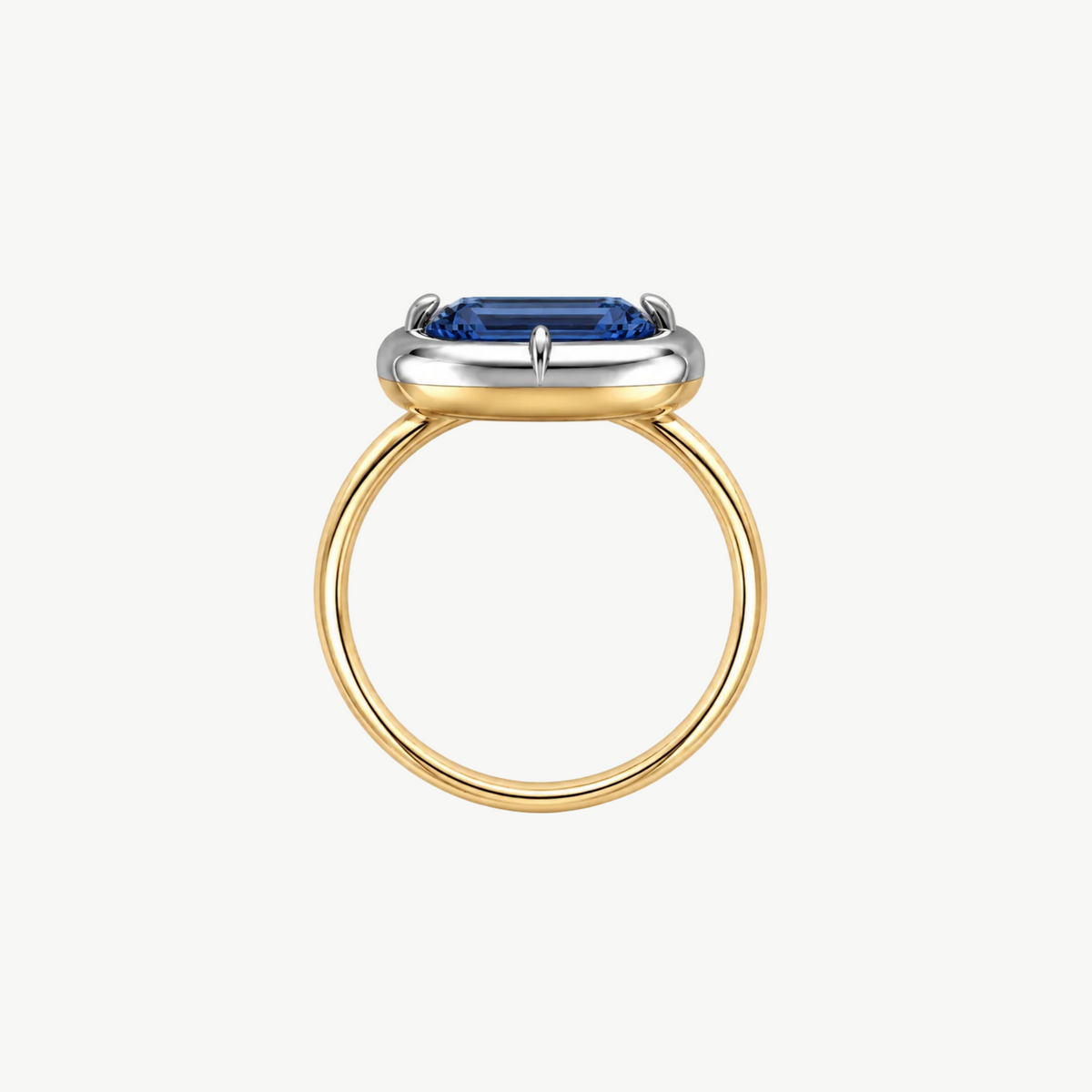 2ct Emerald Cut Sapphire Bullseye Ring