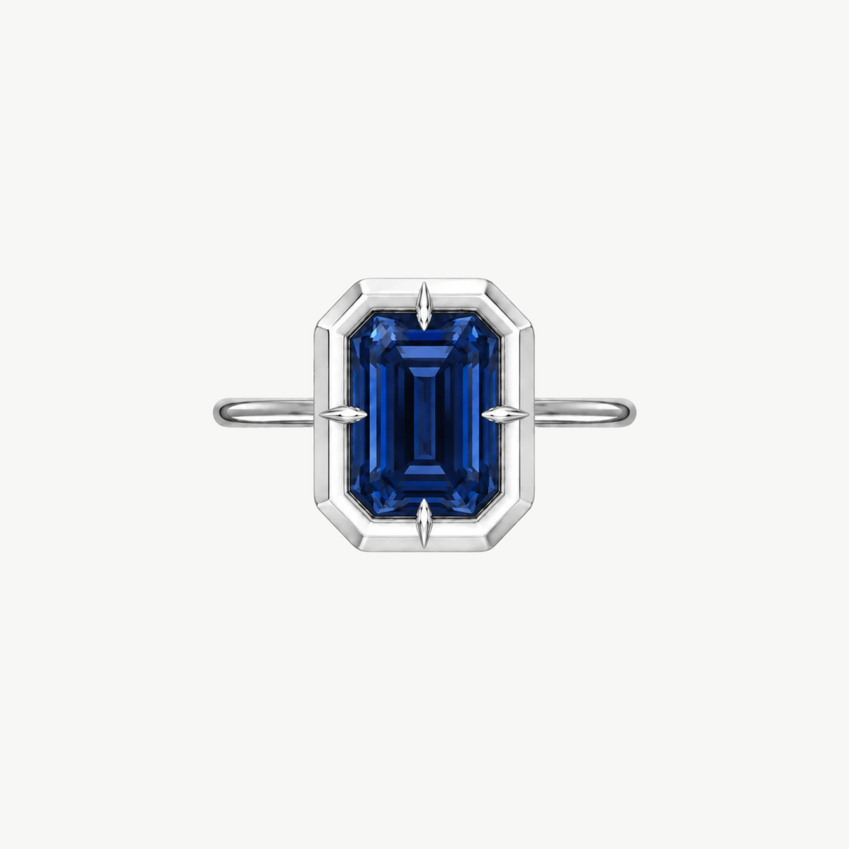 2ct Emerald Cut Sapphire Bullseye Ring
