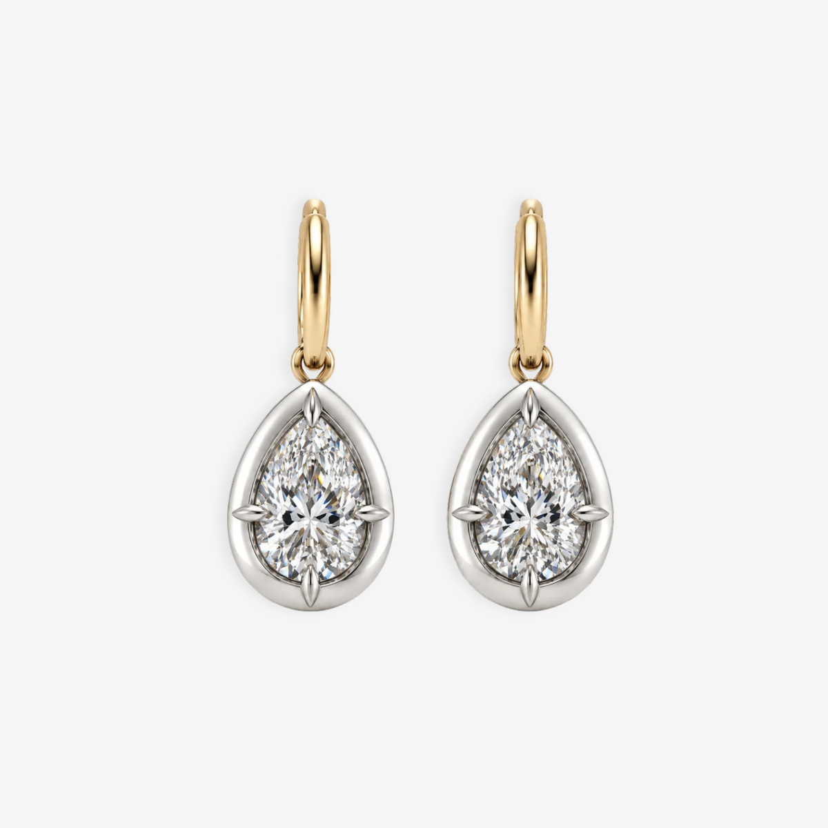 2ct Pear Diamond Bullseye Huggies