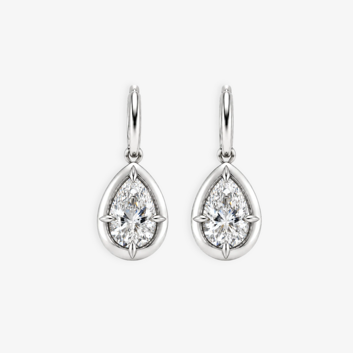 2ct Pear Diamond Bullseye Huggies