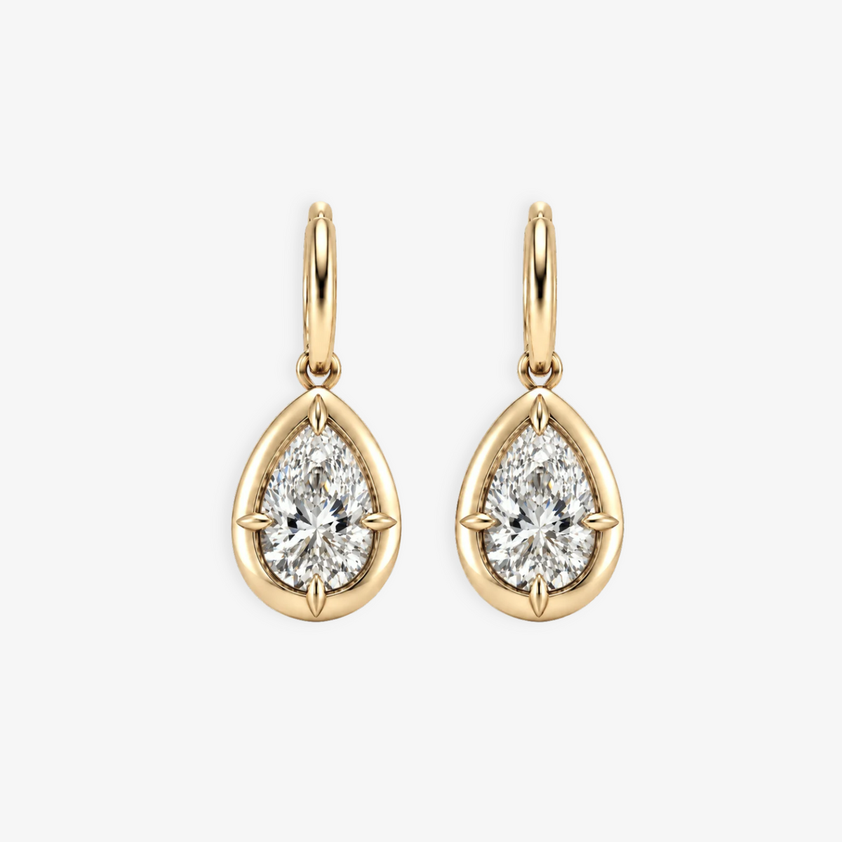 2ct Pear Diamond Bullseye Huggies