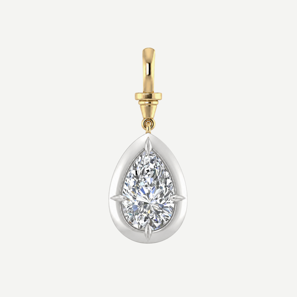 2ct Pear Diamond Bullseye Pendant