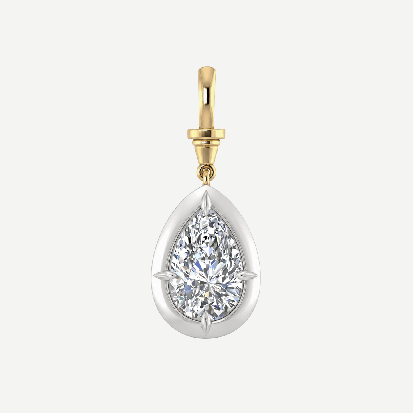 2ct Pear Diamond Bullseye Pendant