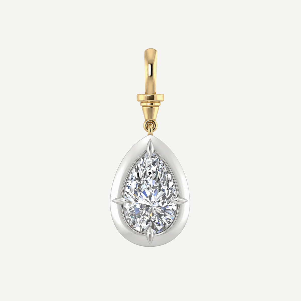 2ct Pear Diamond Bullseye Pendant