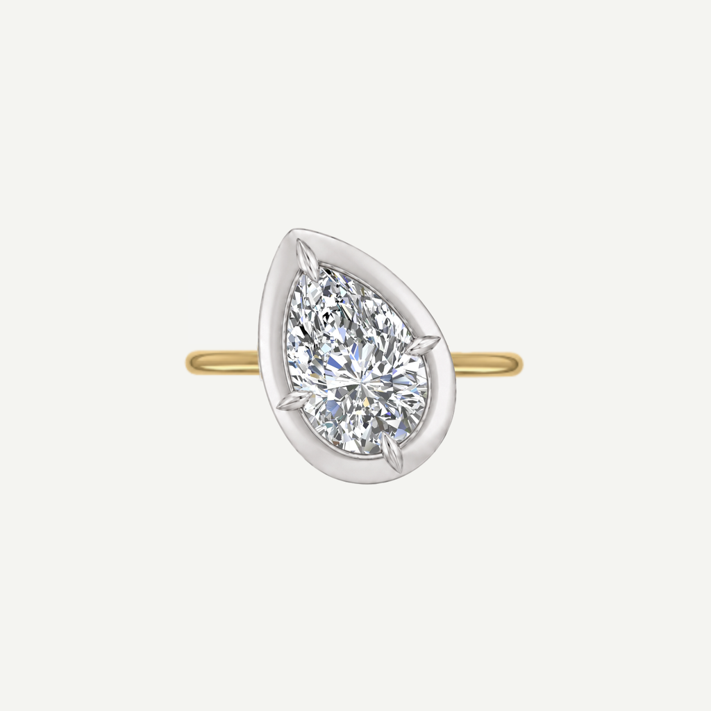 2ct Tilted Pear Diamond Bullseye Ring