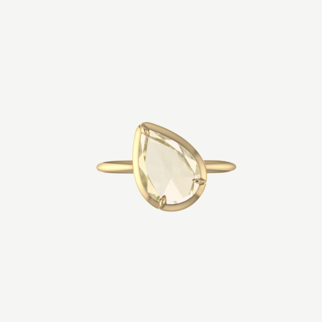 1ct Tilted Pear Butter Citrine Round Back Ring