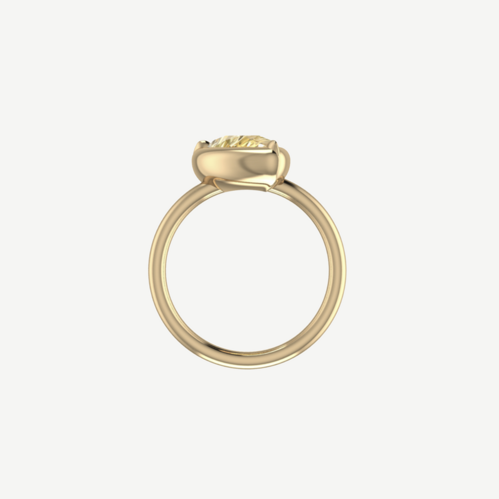 1ct Tilted Pear Butter Citrine Round Back Ring