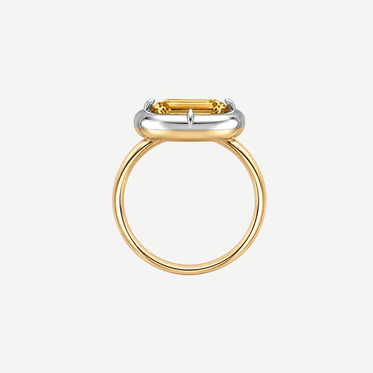 2ct Emerald Cut Citrine Bullseye Ring