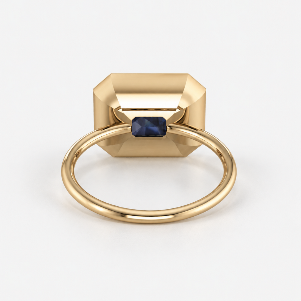 3ct East-West Double Bezel Emerald Cut Sapphire Ring