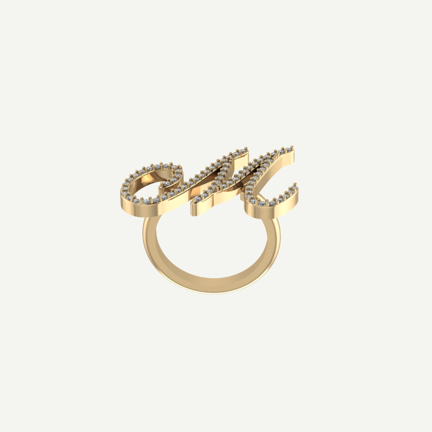 L'Alphabet Script Pavé Diamond Ring