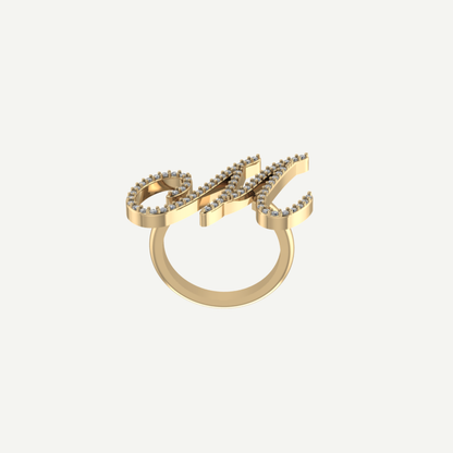 L'Alphabet Script Pavé Diamond Ring