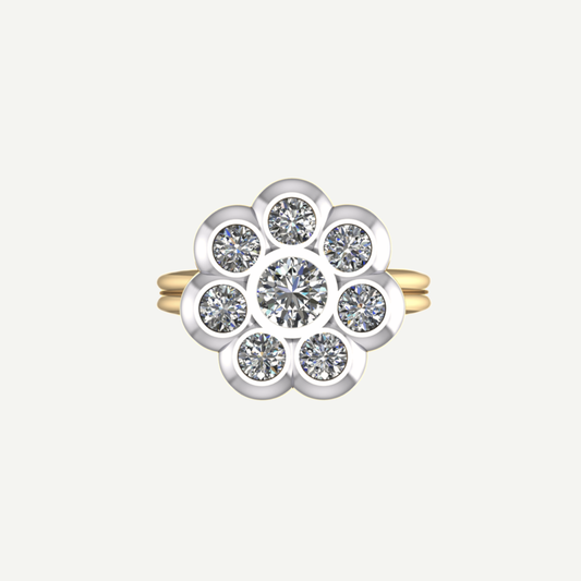 1ct Diamond Daisy Ribbed Ring