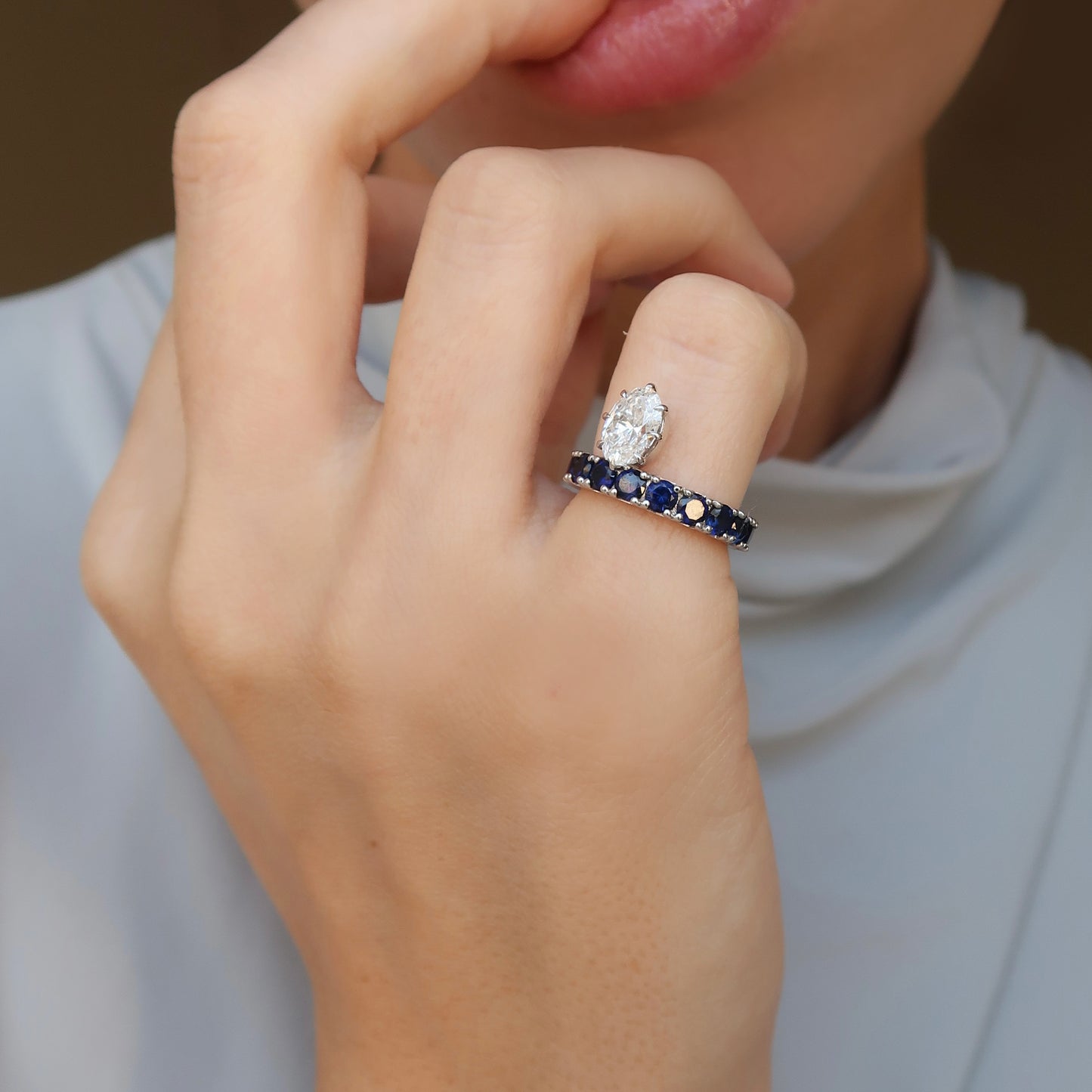 Athena Oval Sapphire and Diamond Ring