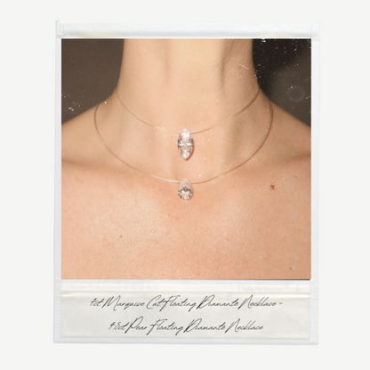 7ct Marquise Cut Floating Diamanté Necklace