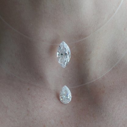 7ct Marquise Cut Floating Diamanté Necklace