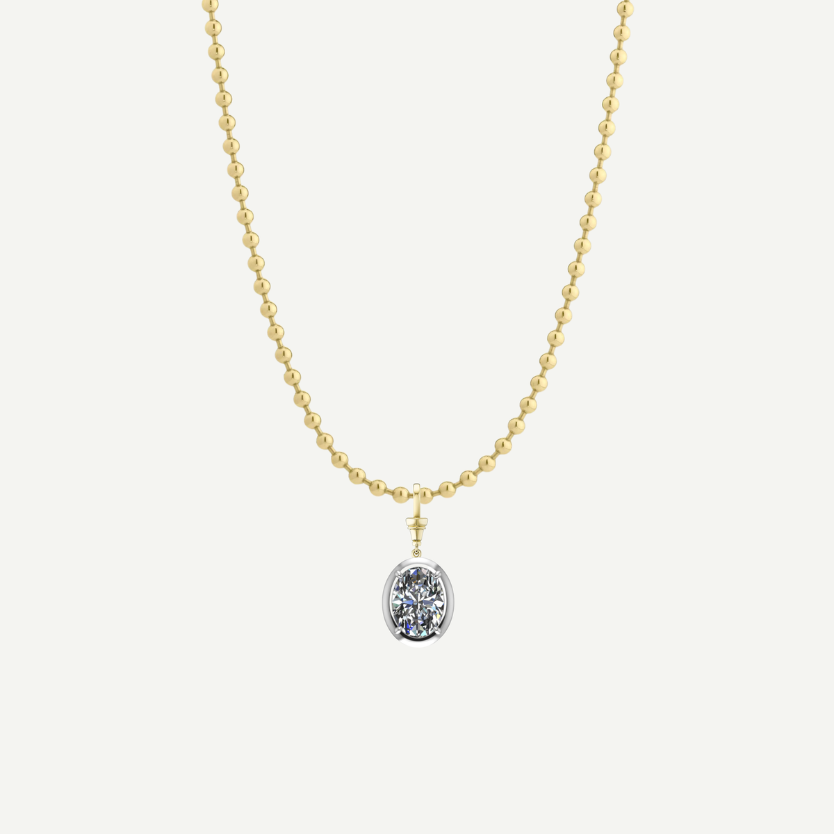1ct Oval Diamond Olympia Ball Chain Necklace