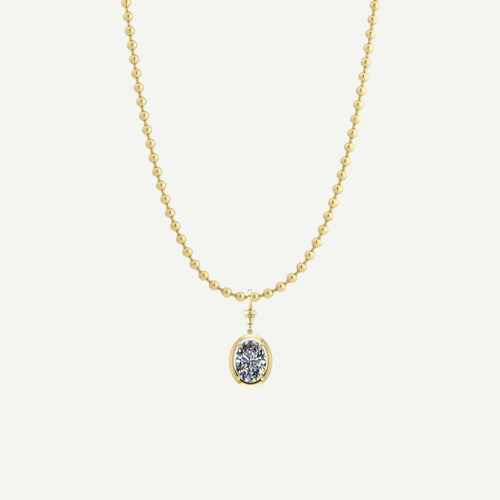 1ct Oval Diamond Olympia Ball Chain Necklace
