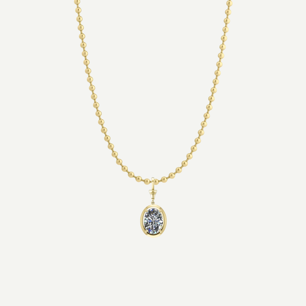 1ct Oval Diamond Olympia Ball Chain Necklace