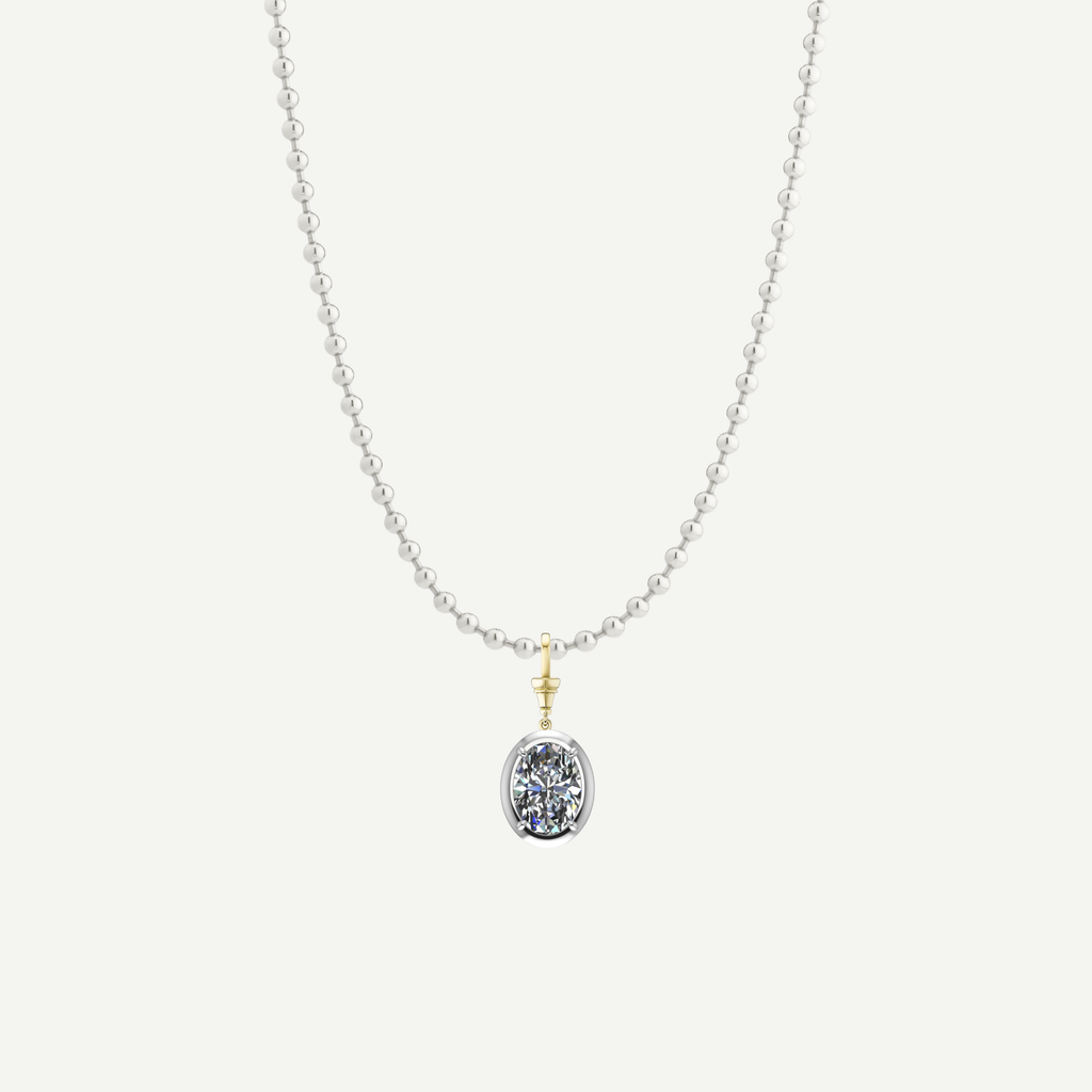 1ct Oval Diamond Olympia Ball Chain Necklace