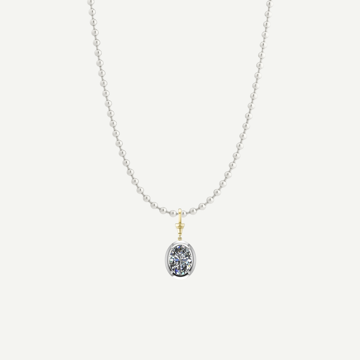 1ct Oval Diamond Olympia Ball Chain Necklace