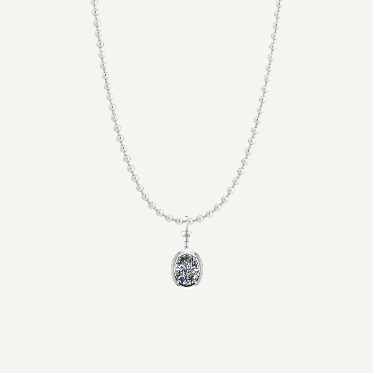 1ct Oval Diamond Olympia Ball Chain Necklace