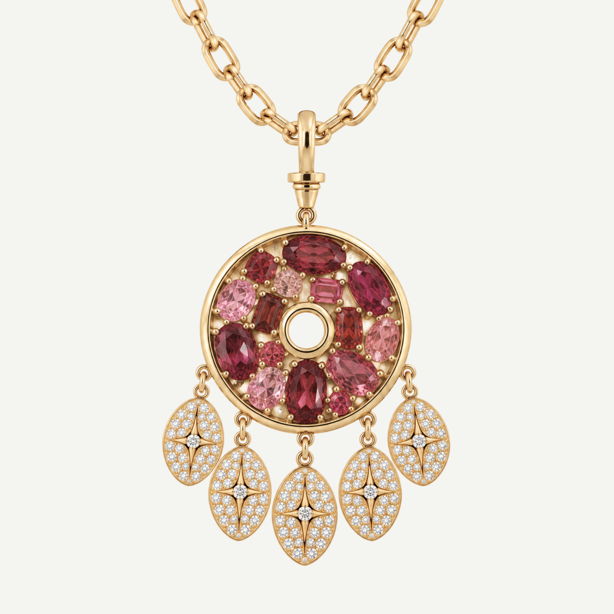 Blush Tourmaline Dreamcatcher Pendant
