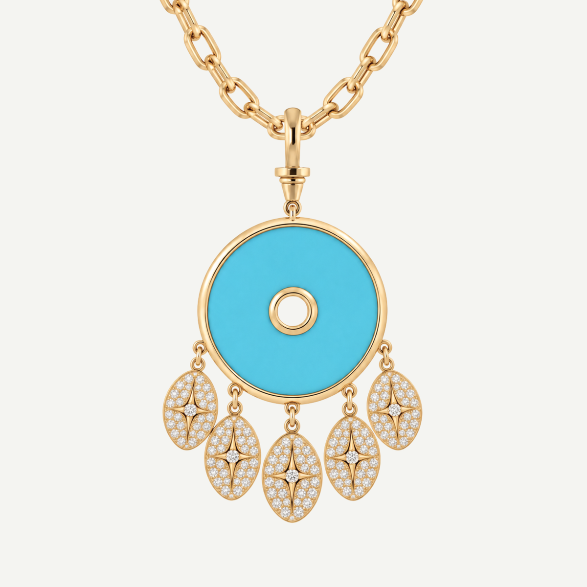 Turquoise Inlay Dreamcatcher Pendant