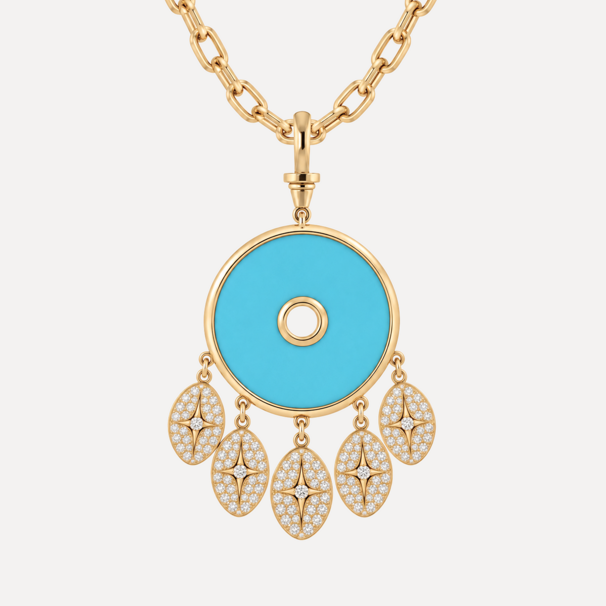 Turquoise Inlay Dreamcatcher Pendant