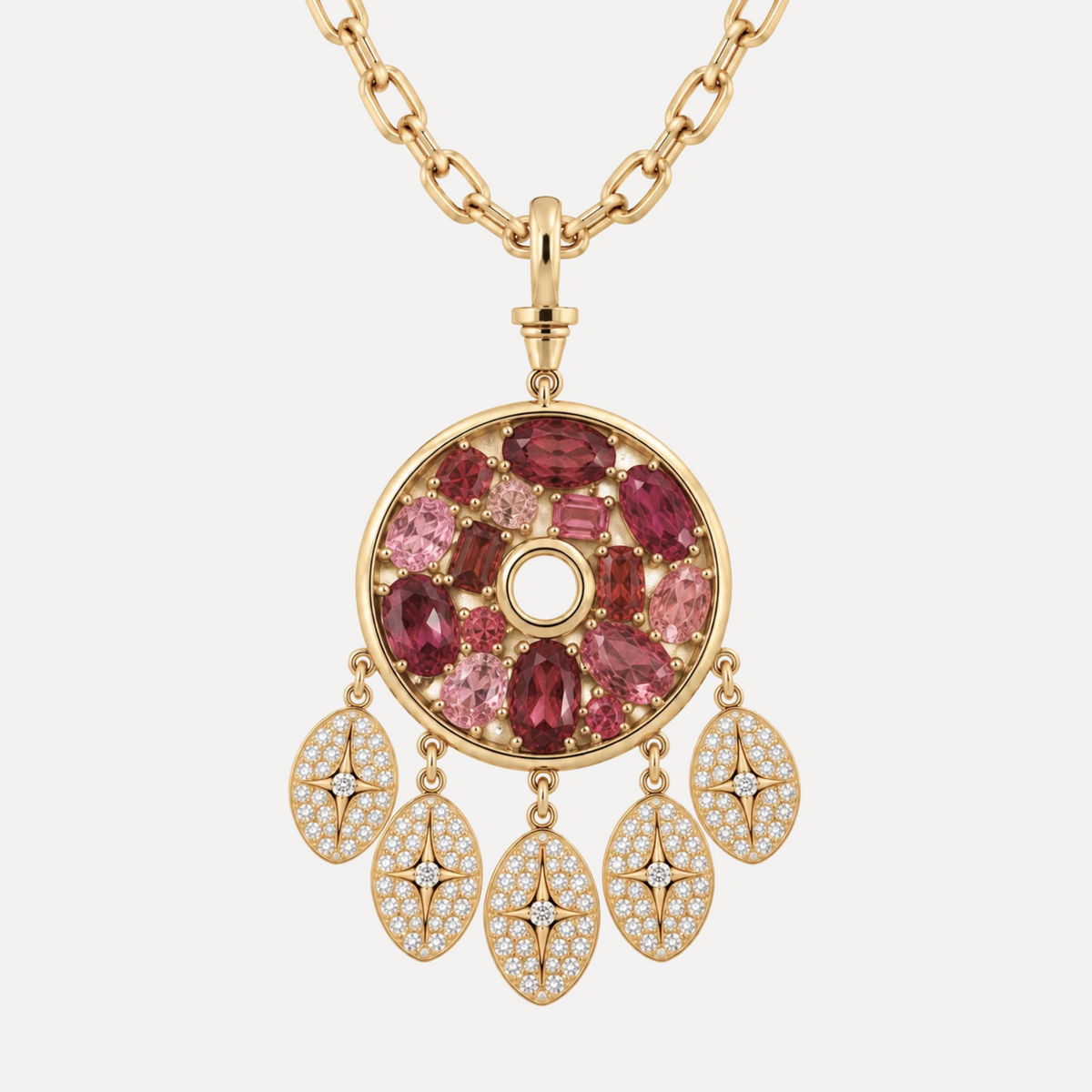 Blush Tourmaline Dreamcatcher Pendant