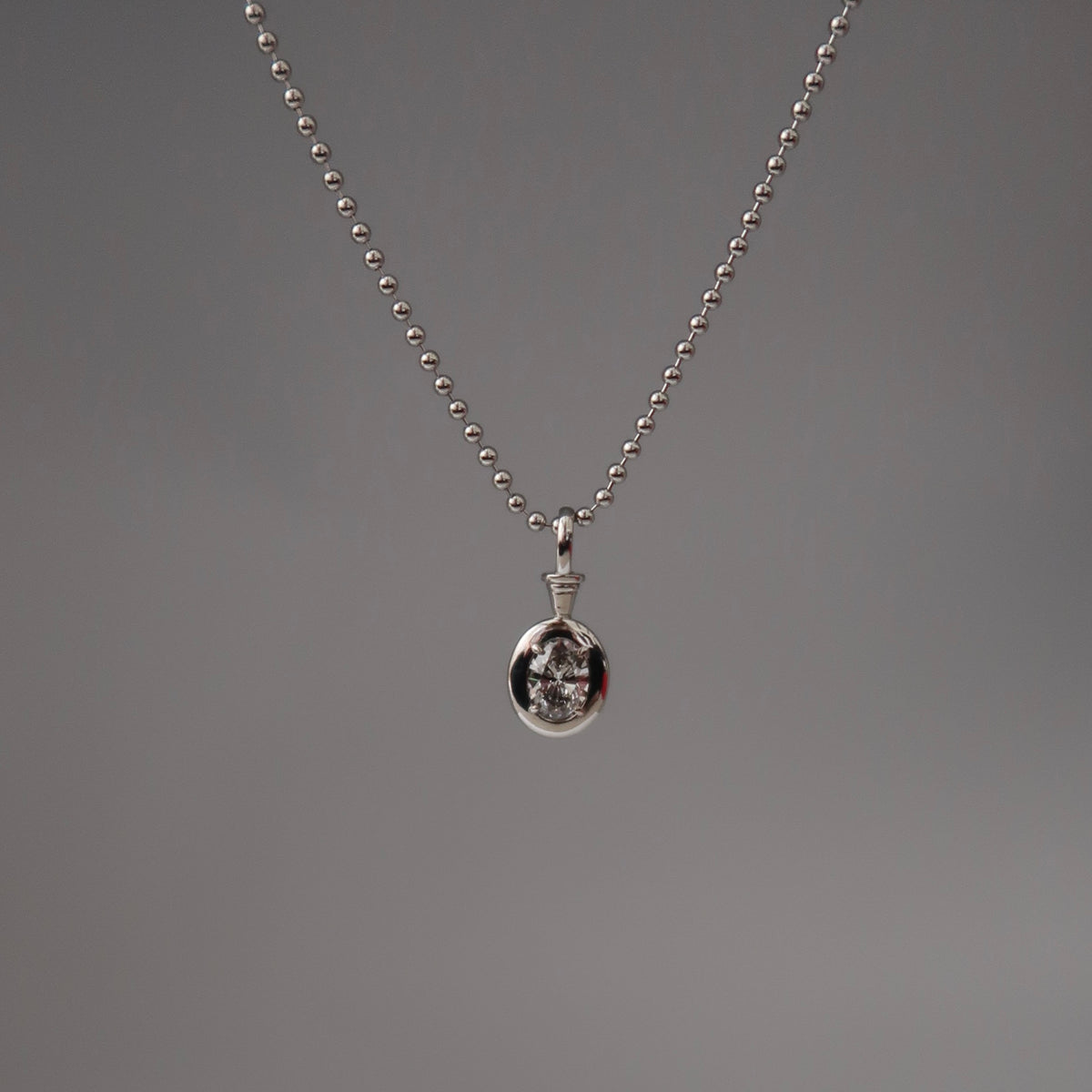 1ct Oval Diamond Olympia Ball Chain Necklace