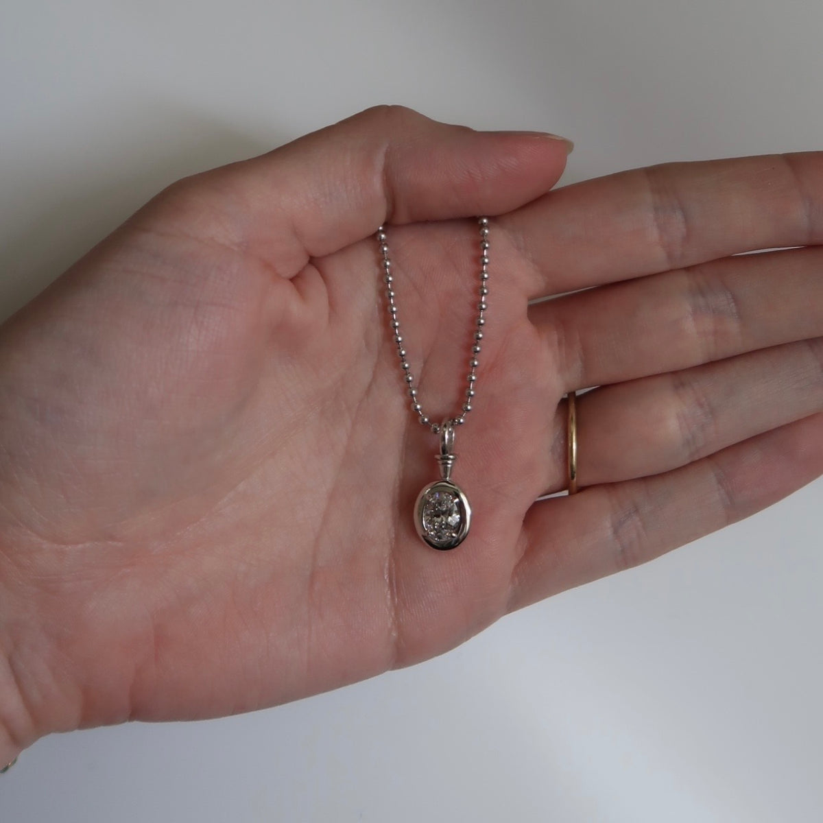 1ct Oval Diamond Olympia Ball Chain Necklace