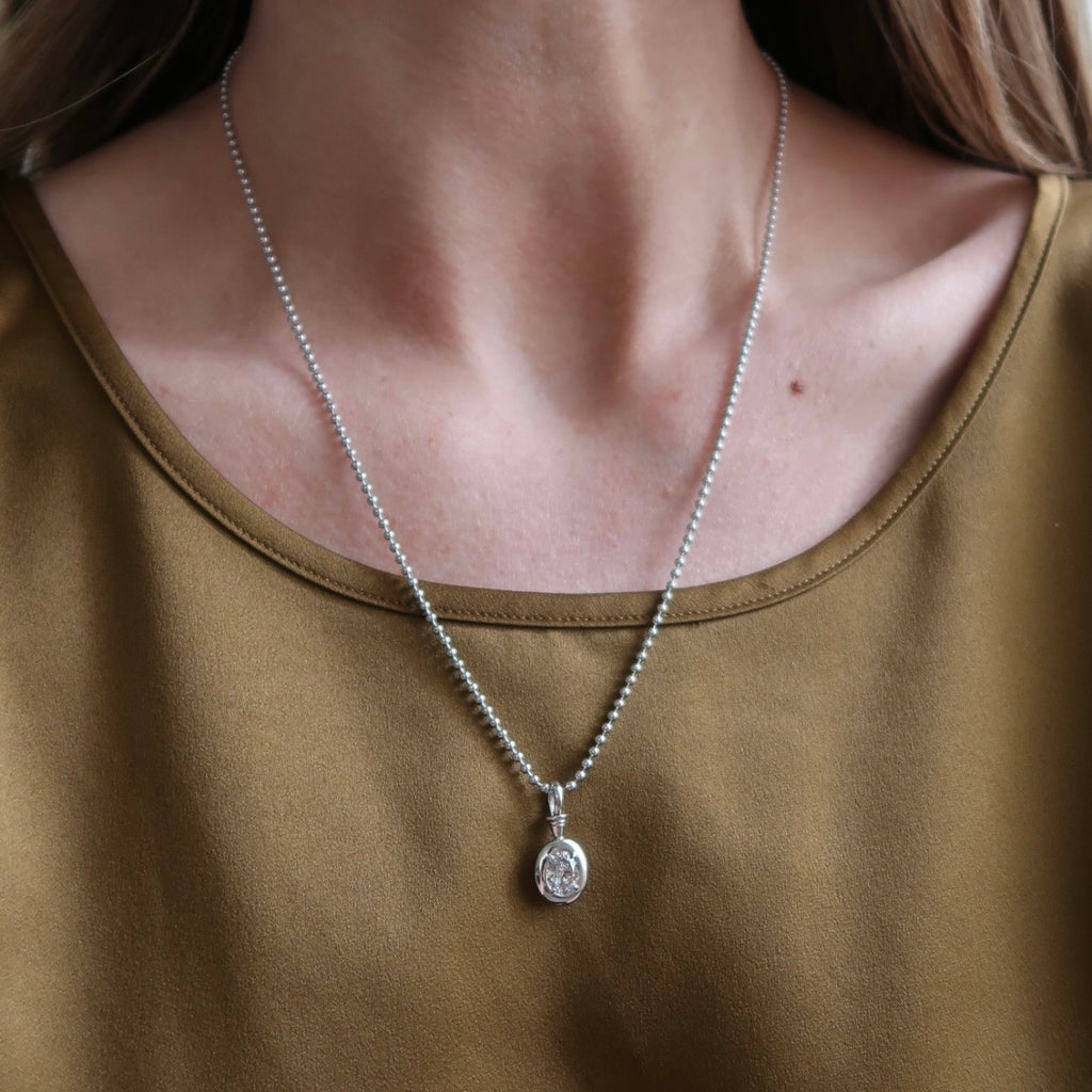 1ct Oval Diamond Olympia Ball Chain Necklace