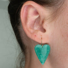 Load image into Gallery viewer, PERUVIAN AMAZONITE HEART EARRINGS

