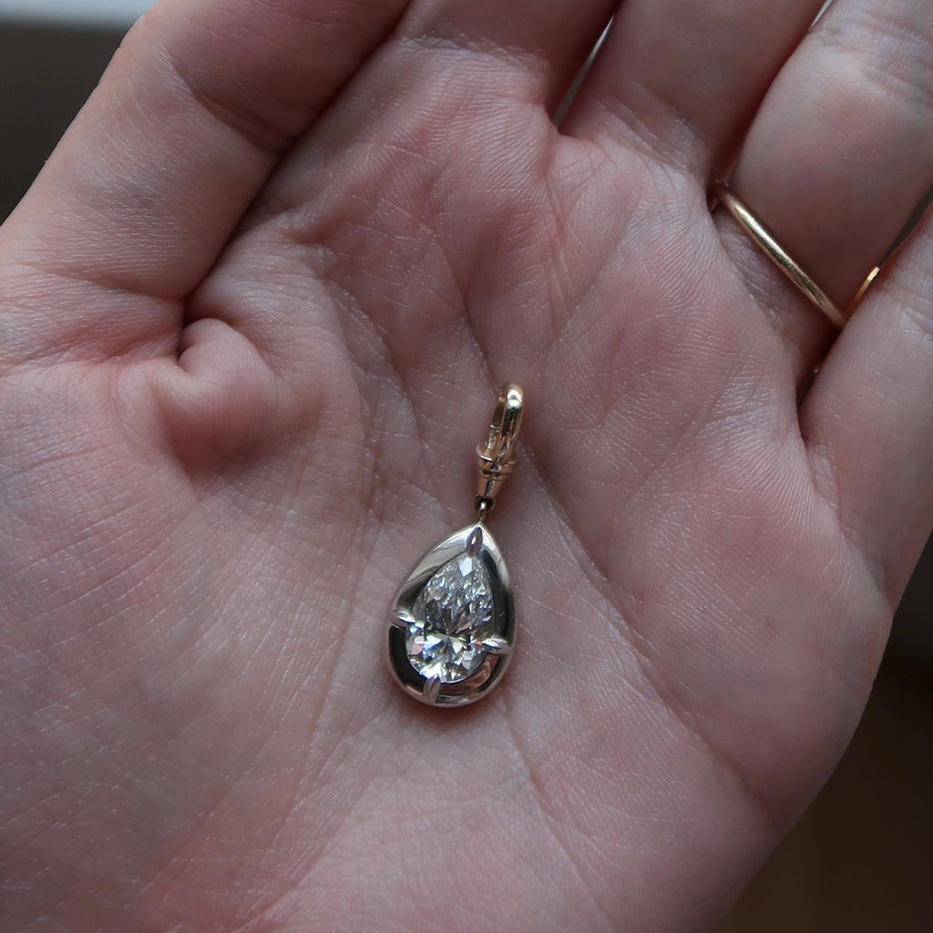 2ct Pear Diamond Bullseye Pendant