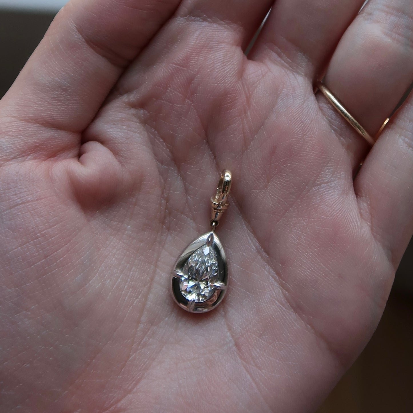 2ct Pear Diamond Bullseye Pendant