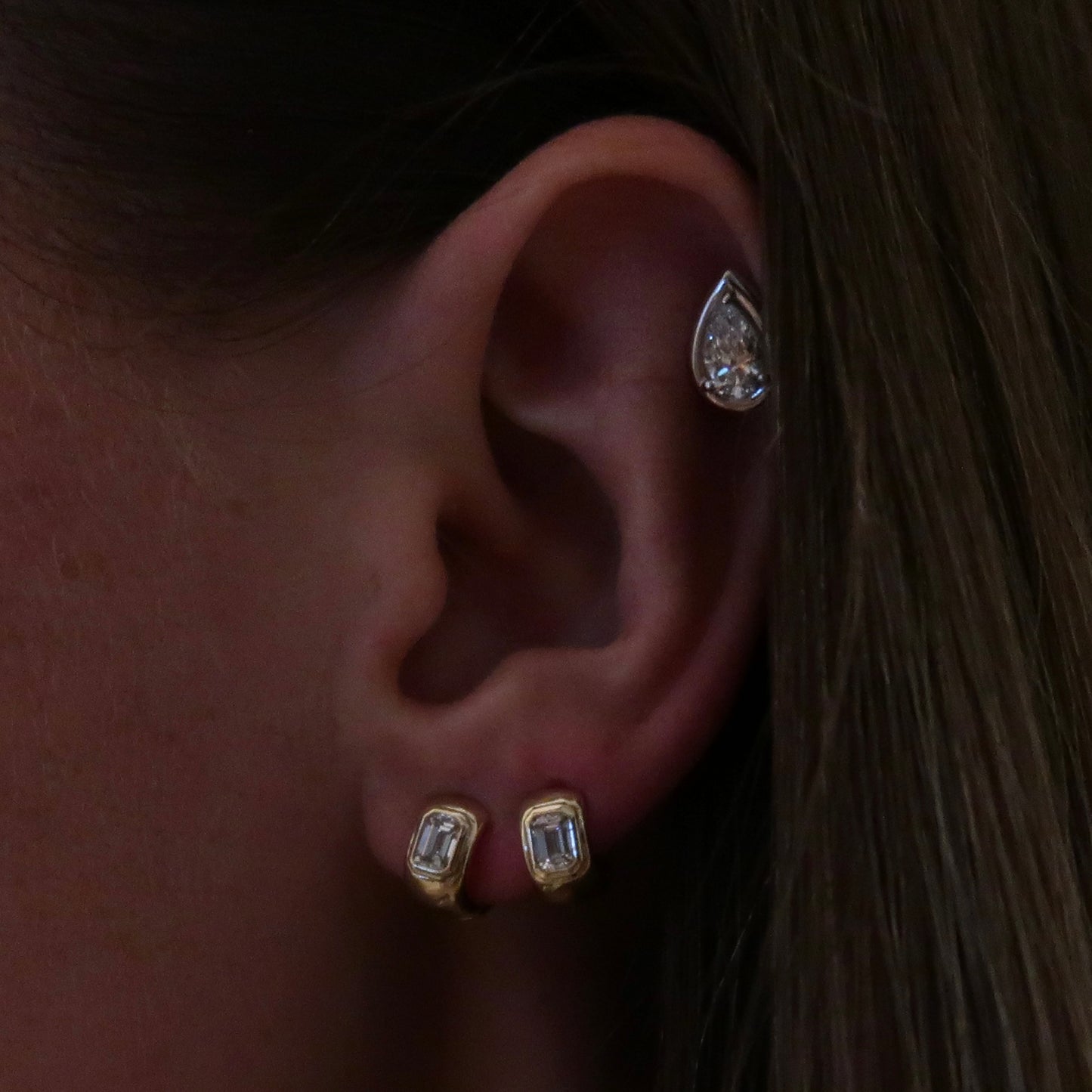 Jude 10mm Emerald Cut Diamond Huggies