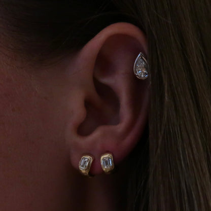 Jude 10mm Emerald Cut Diamond Huggies