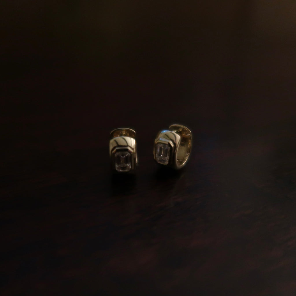 Jude 10mm Emerald Cut Diamond Huggies