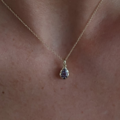 14k Mini Pear Amethyst Necklace