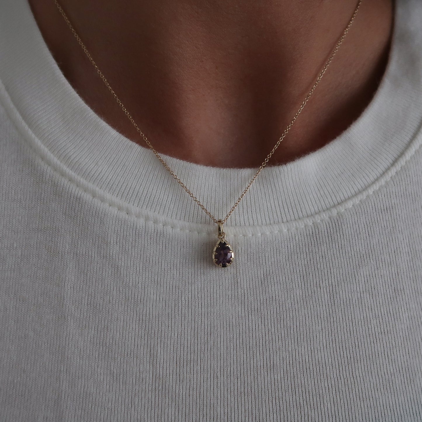 14k Mini Pear Amethyst Necklace