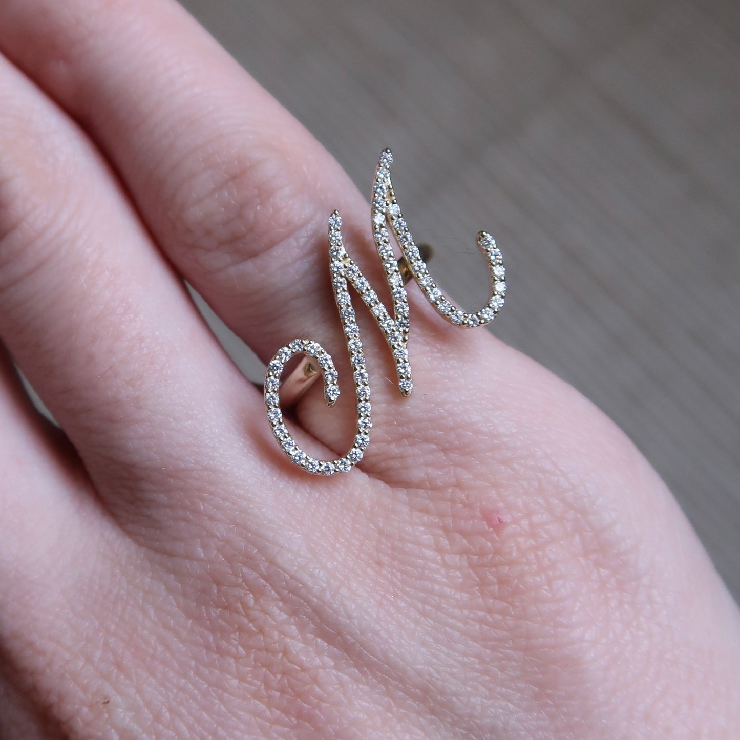 L'Alphabet Script Pavé Diamond Ring