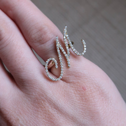 L'Alphabet Script Pavé Diamond Ring