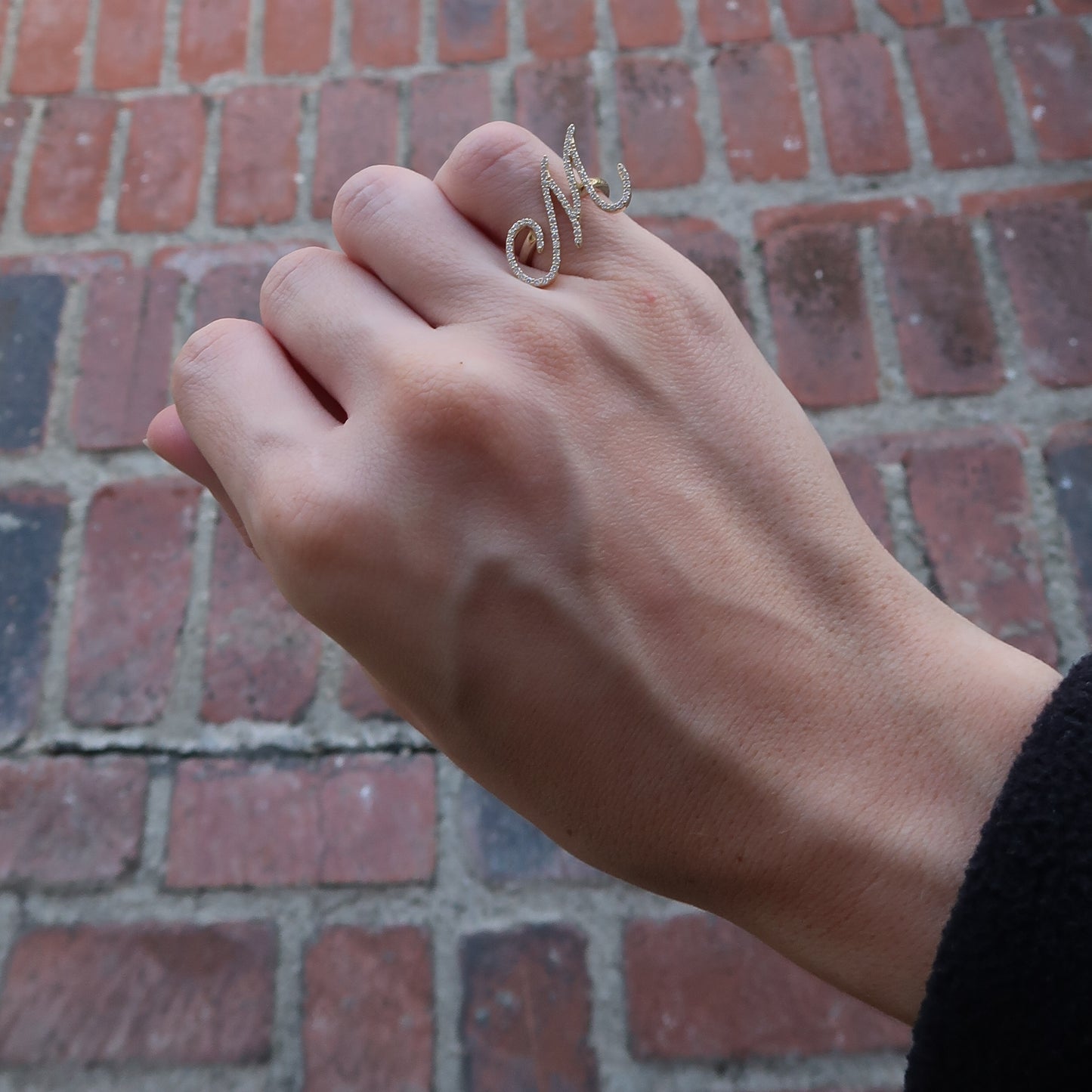 L'Alphabet Script Pavé Diamond Ring