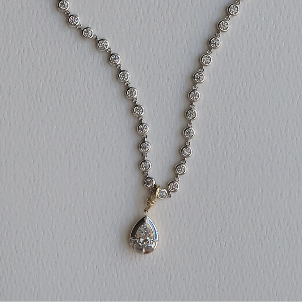2ct Pear Diamond Bullseye Pendant