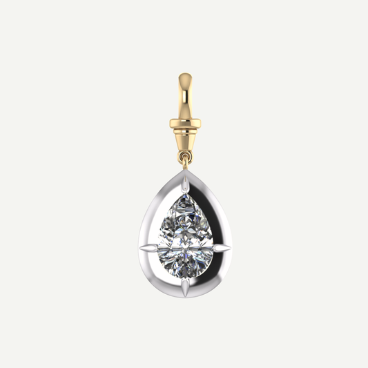2ct Pear Diamond Bullseye Pendant