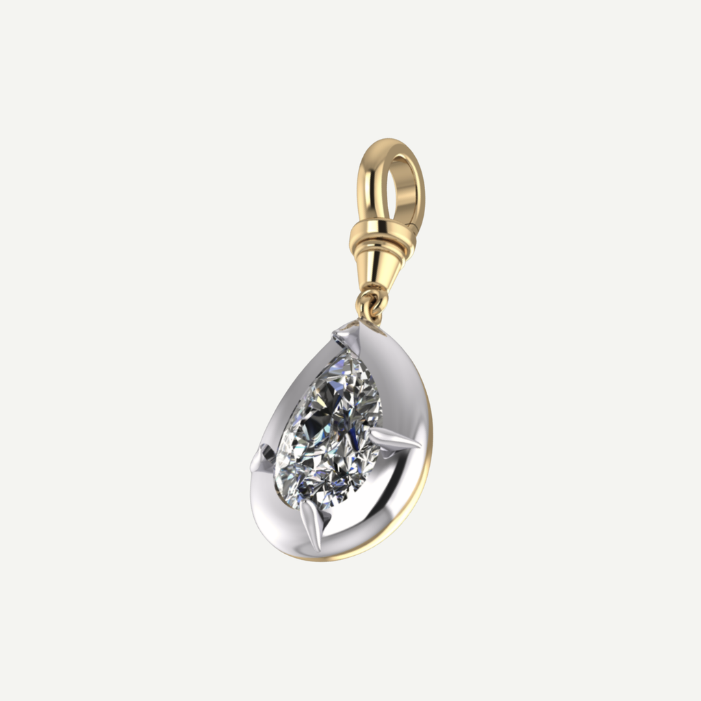 2ct Pear Diamond Bullseye Pendant